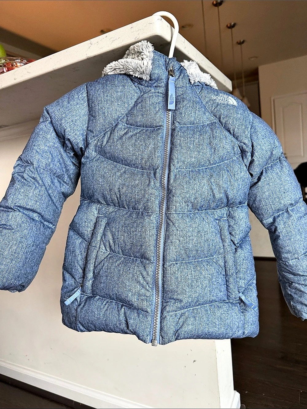 The North Face Reversible Perrito Jacket Blue Puffer Size 4T